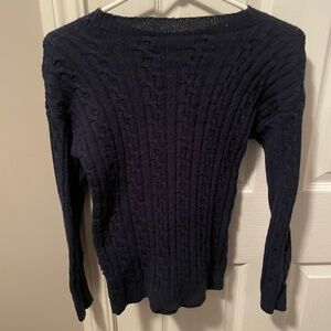 Elegant Navy Women's Cable Knit Sweater